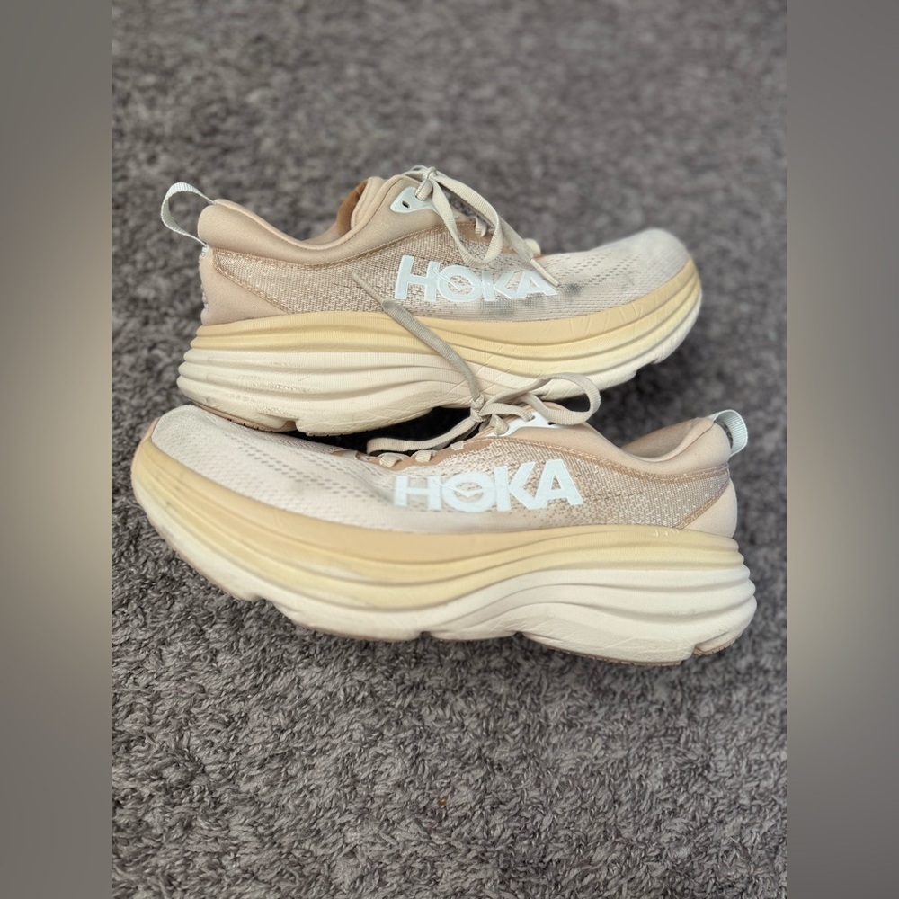 Men’s HOKA Bondi Running Activewear Shoe Oat Milk/Barley Size 10.5B